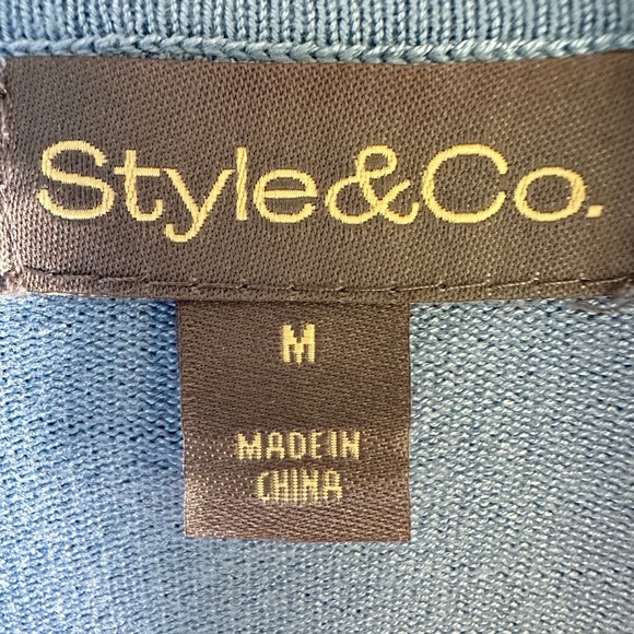 Style & Co‎ Turtleneck Sweater Top Blue Soft Knit  Pullover Medium Minimalist - Picture 3 of 12